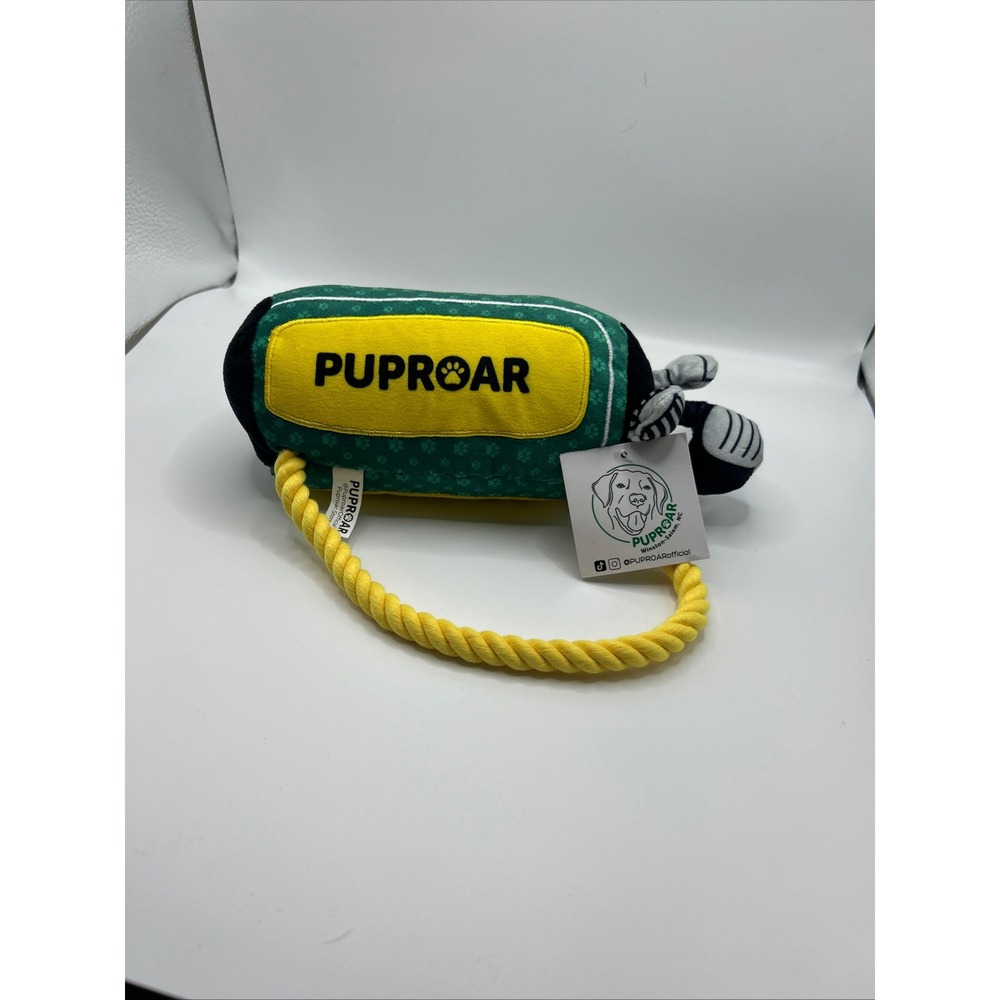Puproar‎ Golf Bag Plush Squeaky Dog Toy with Rope Handle Green Yellow New